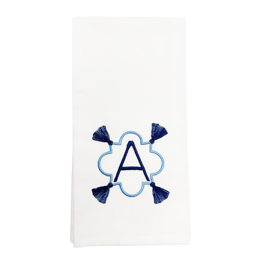 Navy Tassel Initial Towel