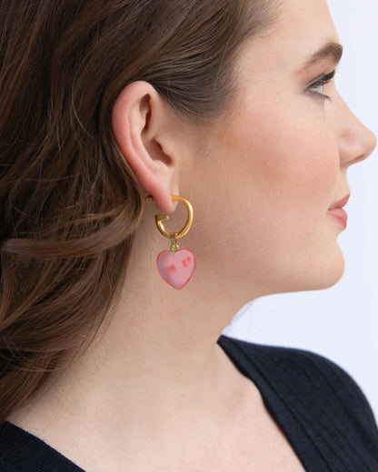Gigi Heart Earrings - Pink Quartz