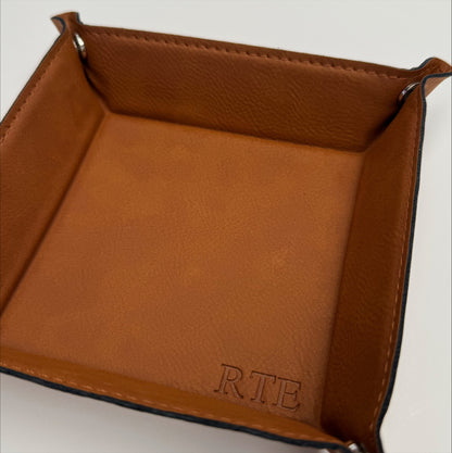 Personalized Leather Snap Tray
