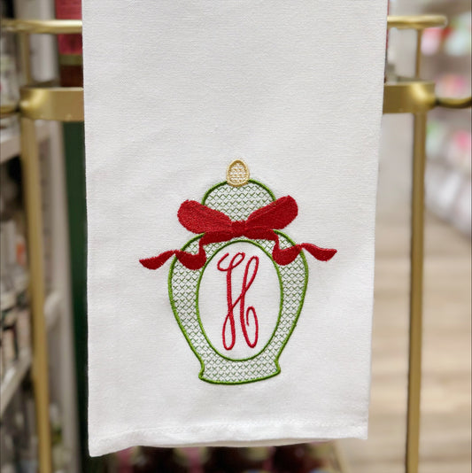 Christmas Ginger Jar Initial Towel