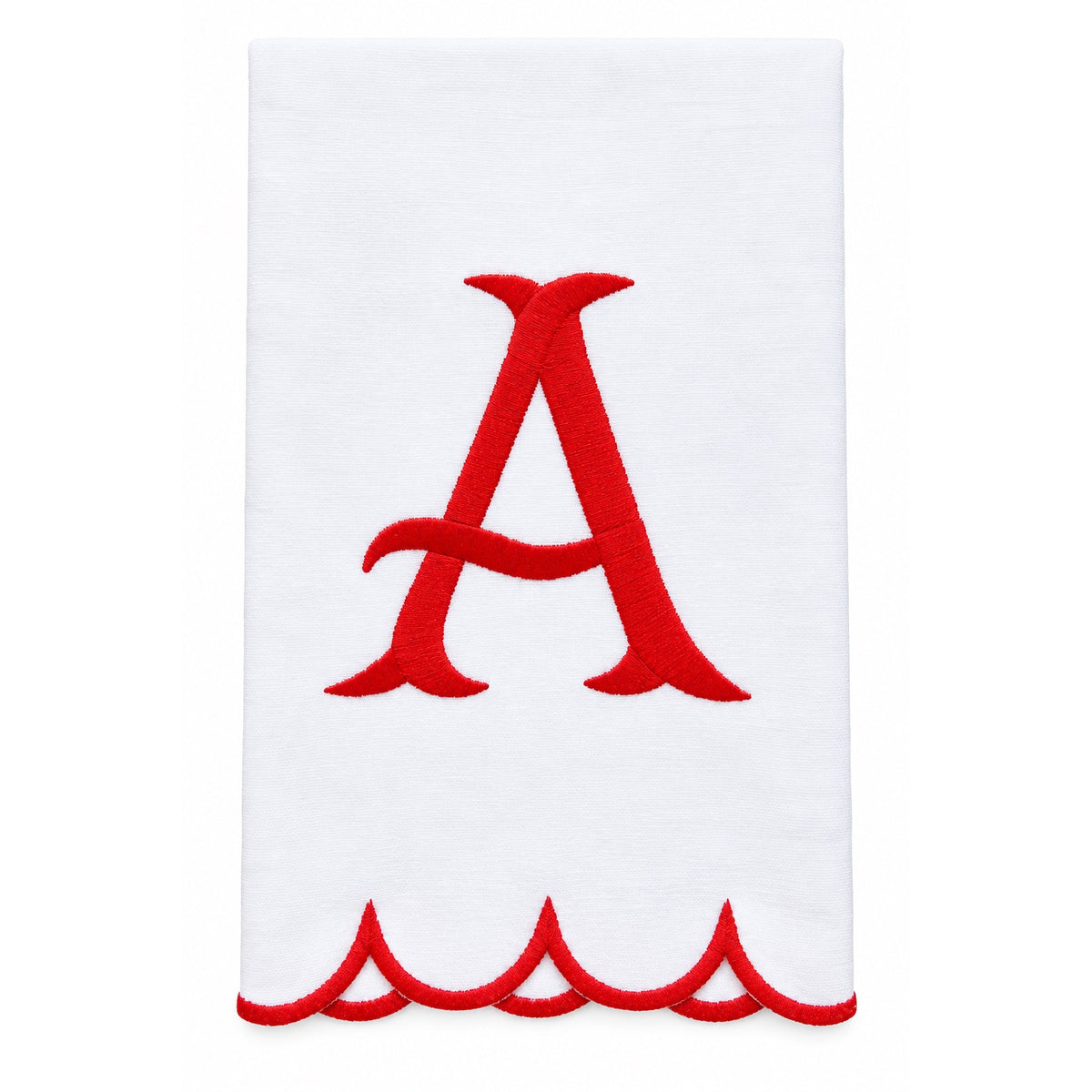 Red Scalloped Monogram Towel