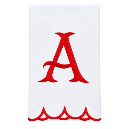 Red Scalloped Monogram Towel