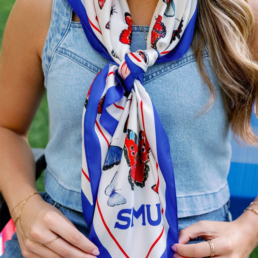 SMU Butterfly Square Silk Scarf