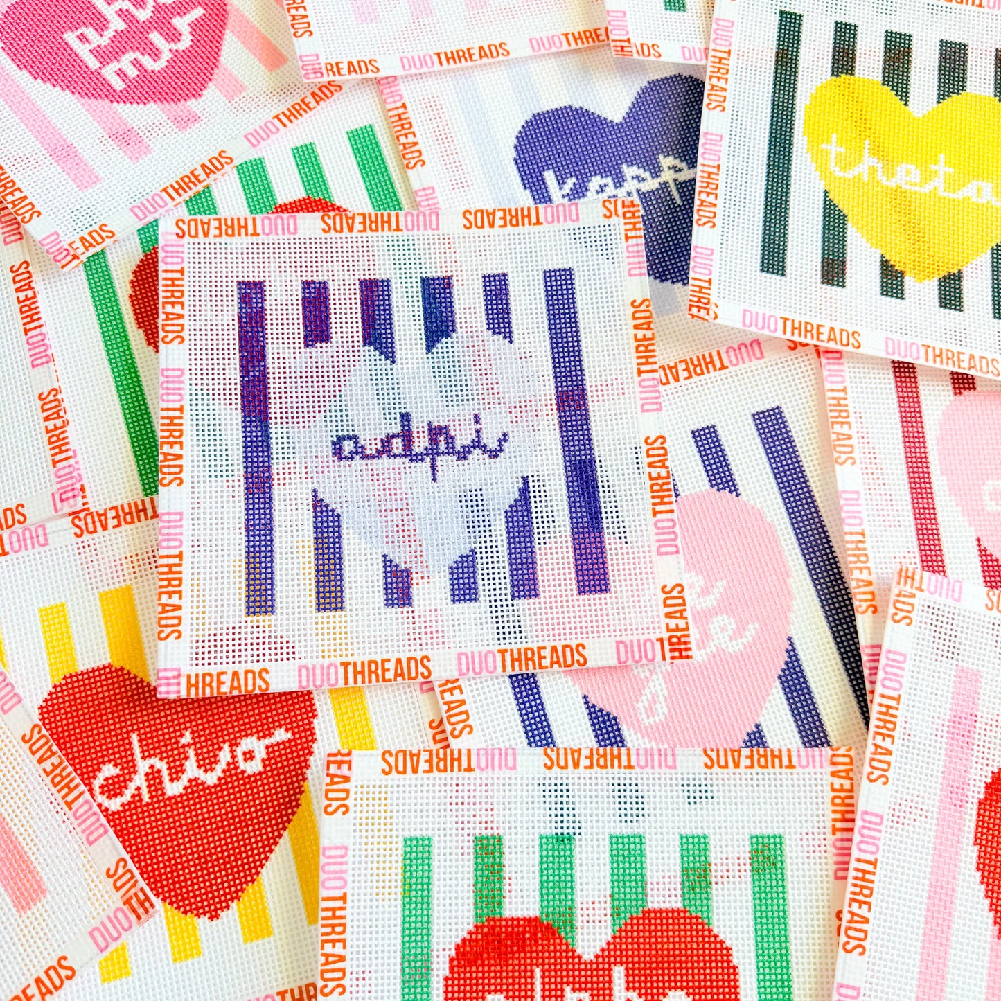 COMING SOON! Sorority Heart Needlepoint Canvas