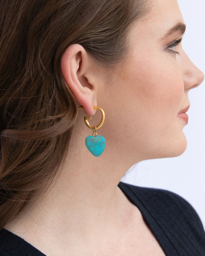 Gigi Heart Earrings - Turquoise