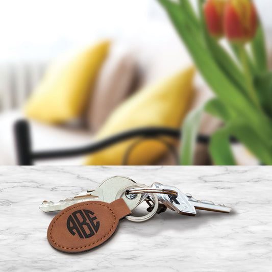 Vegan Leather Engraved Key Fob